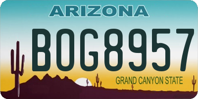 AZ license plate BOG8957