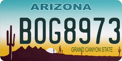 AZ license plate BOG8973