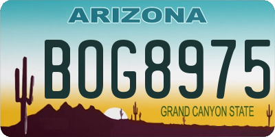 AZ license plate BOG8975