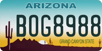 AZ license plate BOG8988