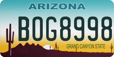 AZ license plate BOG8998