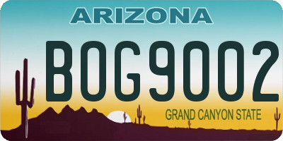 AZ license plate BOG9002