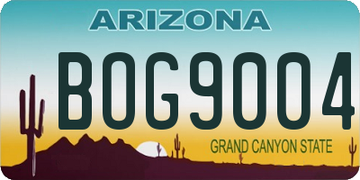 AZ license plate BOG9004
