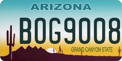 AZ license plate BOG9008