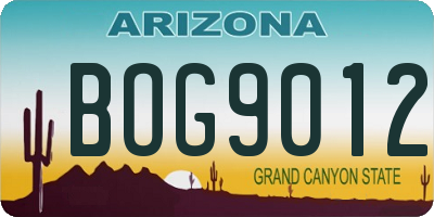 AZ license plate BOG9012