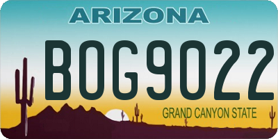 AZ license plate BOG9022