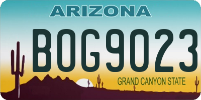 AZ license plate BOG9023
