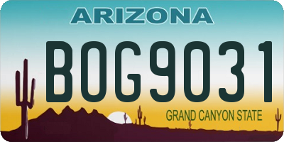 AZ license plate BOG9031