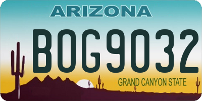 AZ license plate BOG9032