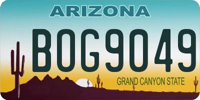 AZ license plate BOG9049