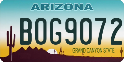 AZ license plate BOG9072