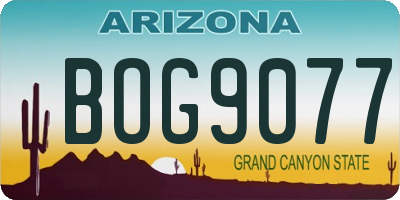 AZ license plate BOG9077