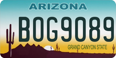 AZ license plate BOG9089