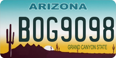 AZ license plate BOG9098