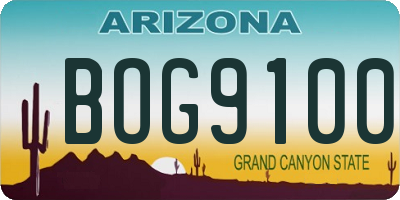 AZ license plate BOG9100