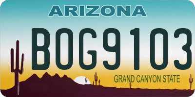 AZ license plate BOG9103
