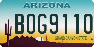 AZ license plate BOG9110