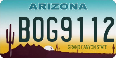 AZ license plate BOG9112