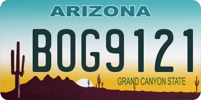 AZ license plate BOG9121