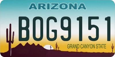 AZ license plate BOG9151