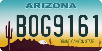 AZ license plate BOG9161
