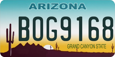 AZ license plate BOG9168