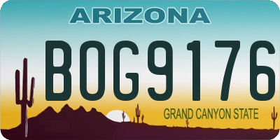 AZ license plate BOG9176