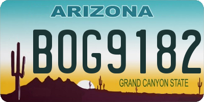 AZ license plate BOG9182