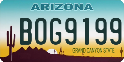 AZ license plate BOG9199