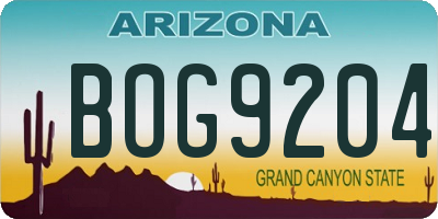 AZ license plate BOG9204