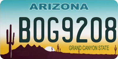 AZ license plate BOG9208