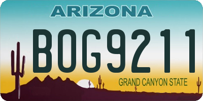 AZ license plate BOG9211