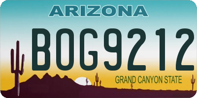 AZ license plate BOG9212