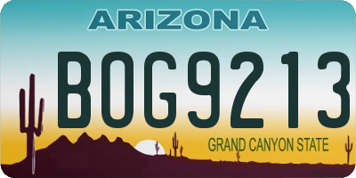 AZ license plate BOG9213