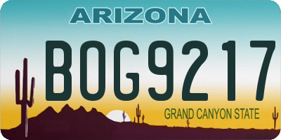 AZ license plate BOG9217