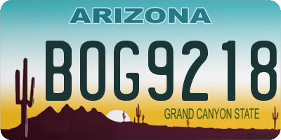 AZ license plate BOG9218