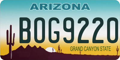 AZ license plate BOG9220