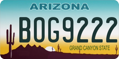 AZ license plate BOG9222