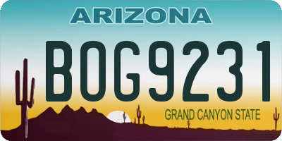 AZ license plate BOG9231