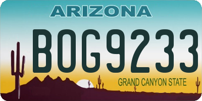 AZ license plate BOG9233
