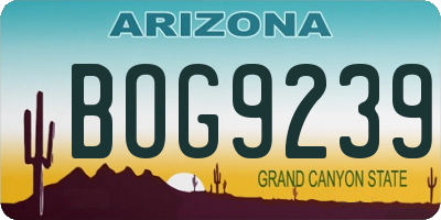 AZ license plate BOG9239