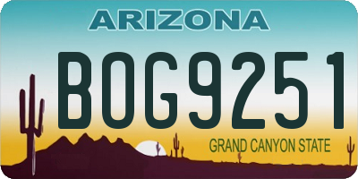 AZ license plate BOG9251