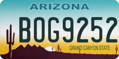AZ license plate BOG9252