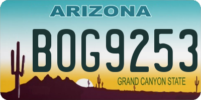 AZ license plate BOG9253