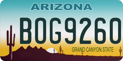 AZ license plate BOG9260