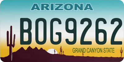 AZ license plate BOG9262