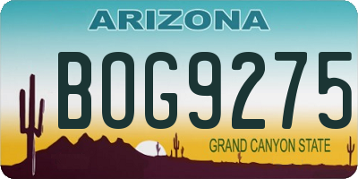 AZ license plate BOG9275
