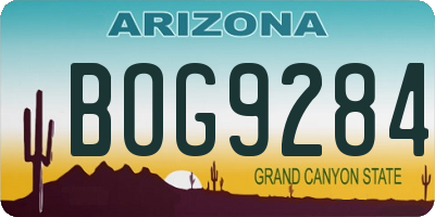 AZ license plate BOG9284