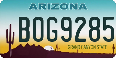 AZ license plate BOG9285