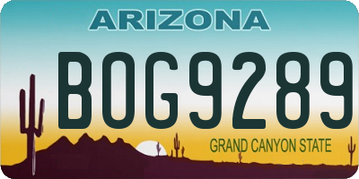 AZ license plate BOG9289